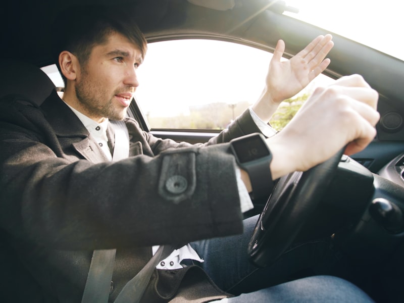 Road seen from the driver's seat of a car